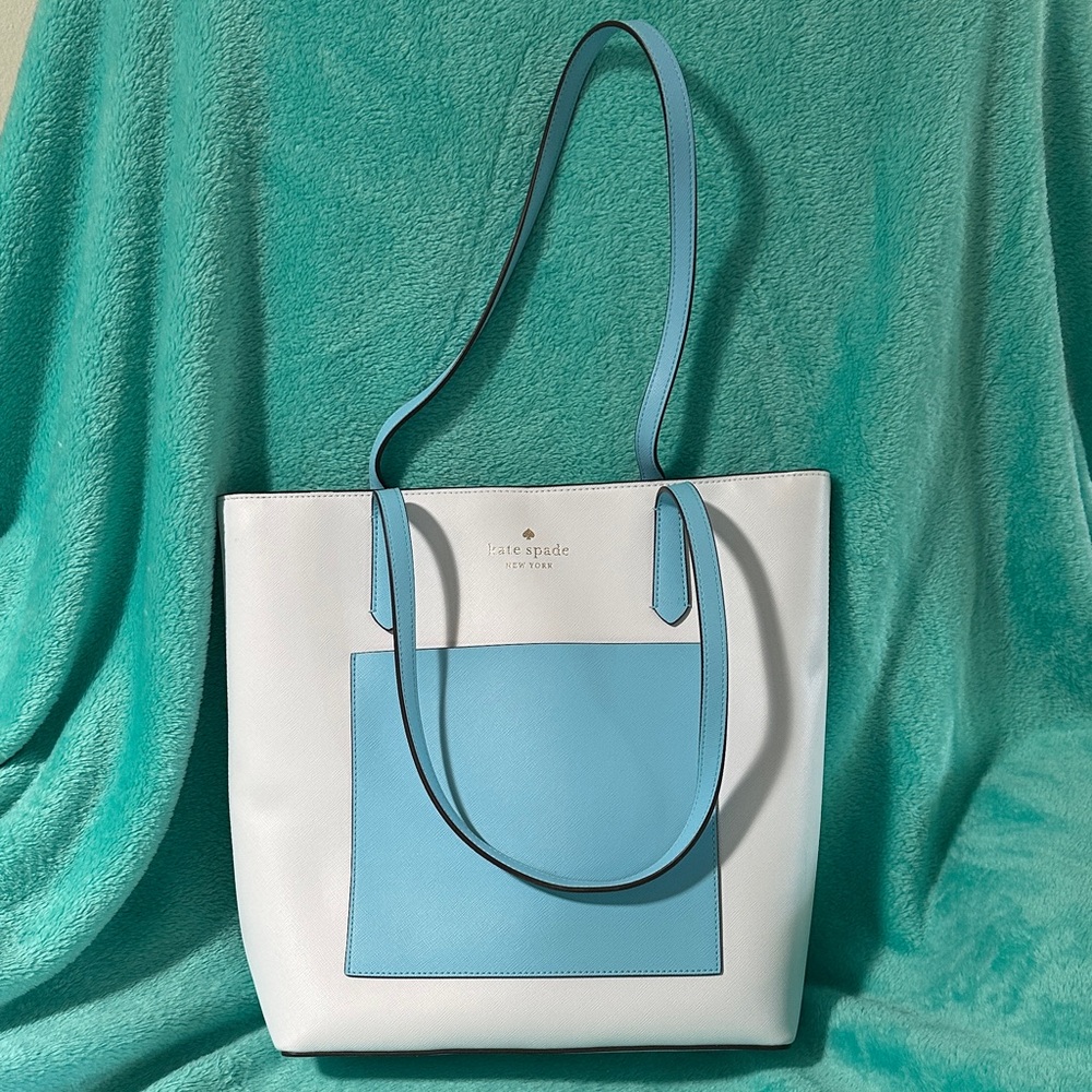 Kate Spade Light Blue and White Tote